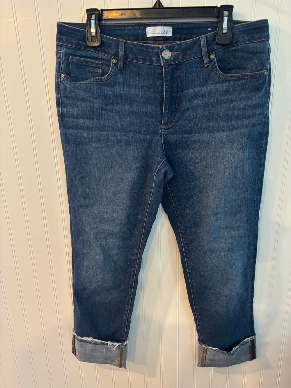 LOFT Dark Indigo Cropped Skinny Jeans